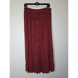Stonebridge Womens Red Mix Square Crinkled Elastic Waist Long Maxi Skirt XL